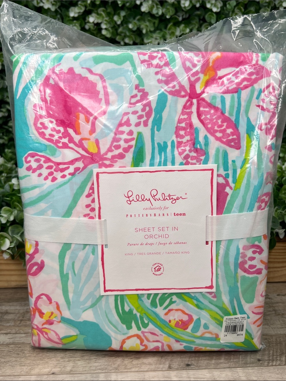 Lilly Pulitzer x Pottery Barn Orchid Sheet Set, King Size NEW - Picture 2 of 9
